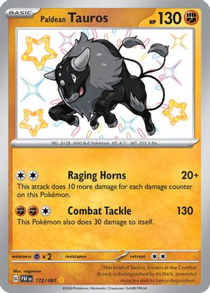 Paldean Tauros - 172/091 172 - SV Paldean Fates Holofoil - Poke-Collect