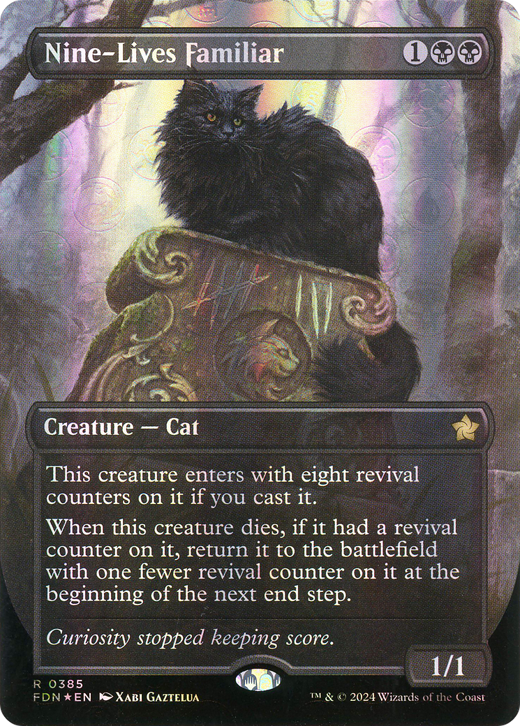 Nine-Lives Familiar (FDN-385) - Foundations (Borderless) Foil - Poke-Collect
