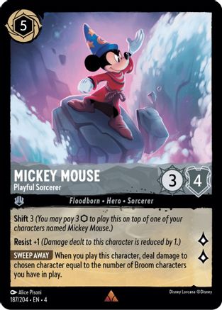 Mickey Mouse - Playful Sorcerer (187/204) - Ursulas Return Cold Foil - Poke-Collect