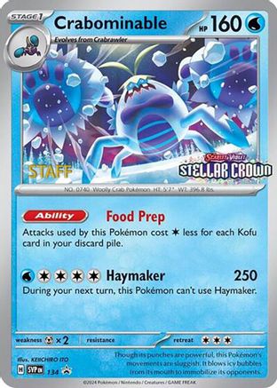 Crabominable - 134 (Prerelease) [Staff] 134 - SV Scarlet & Violet Promo Cards Reverse Holofoil - Poke-Collect
