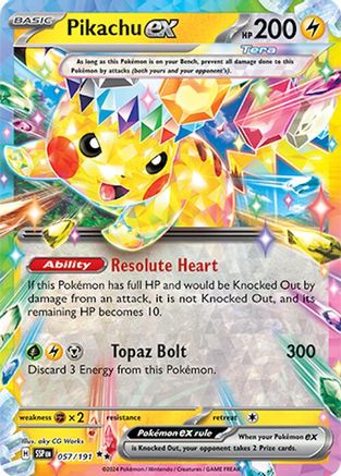 Pikachu ex - 057/191 57 - SV08 Surging Sparks Holofoil - Poke-Collect