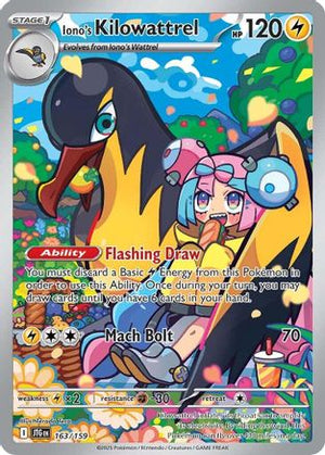 Iono's Kilowattrel - 163/159 163 - SV09 Journey Together Holofoil - Poke-Collect