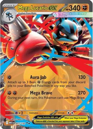 Mega Lucario ex - 077/132 77 - ME01 Mega Evolution Holofoil - Poke-Collect