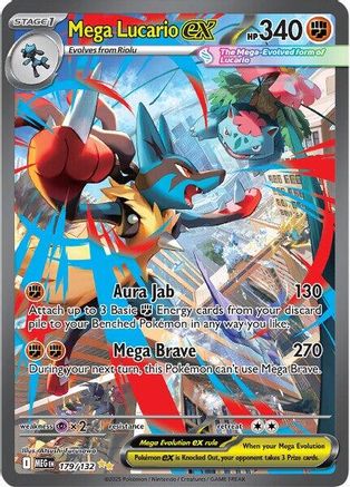 Mega Lucario ex - 179/132 179 - ME01 Mega Evolution Holofoil - Poke-Collect