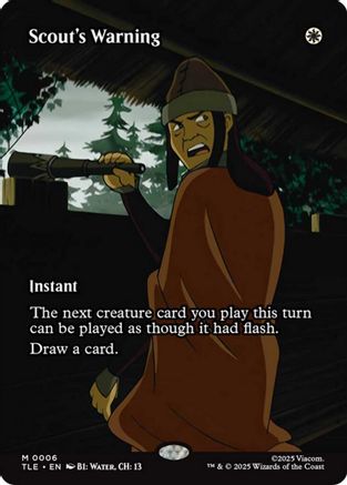 Scout's Warning (Borderless) (TLE-006) - Avatar: The Last Airbender: Eternal-Legal Foil - Poke-Collect