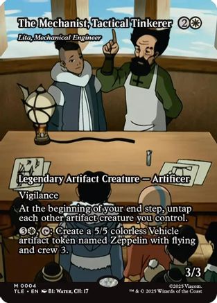 The Mechanist, Tactical Tinkerer - Lita, Mechanical Engineer (Borderless) (TLE-004) - Avatar: The Last Airbender: Eternal-Legal Foil - Poke-Collect