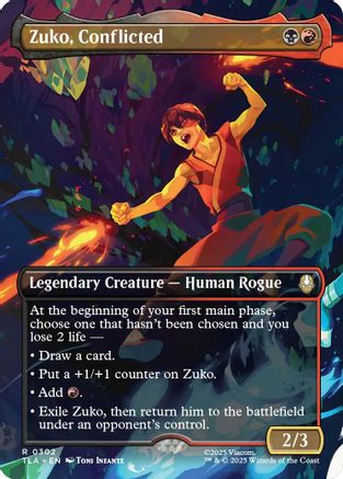 Zuko, Conflicted (Borderless) (TLA-302) - Avatar: The Last Airbender Foil - Poke-Collect