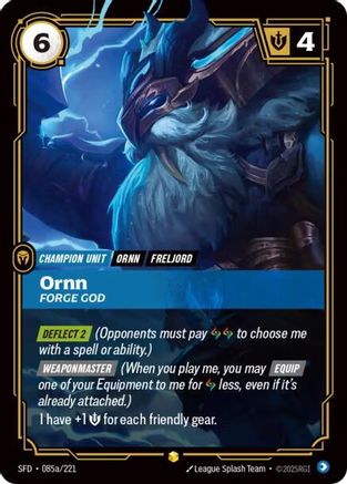 Ornn - Forge God (Alternate Art) (085a/221) - Spiritforged Foil - Poke-Collect