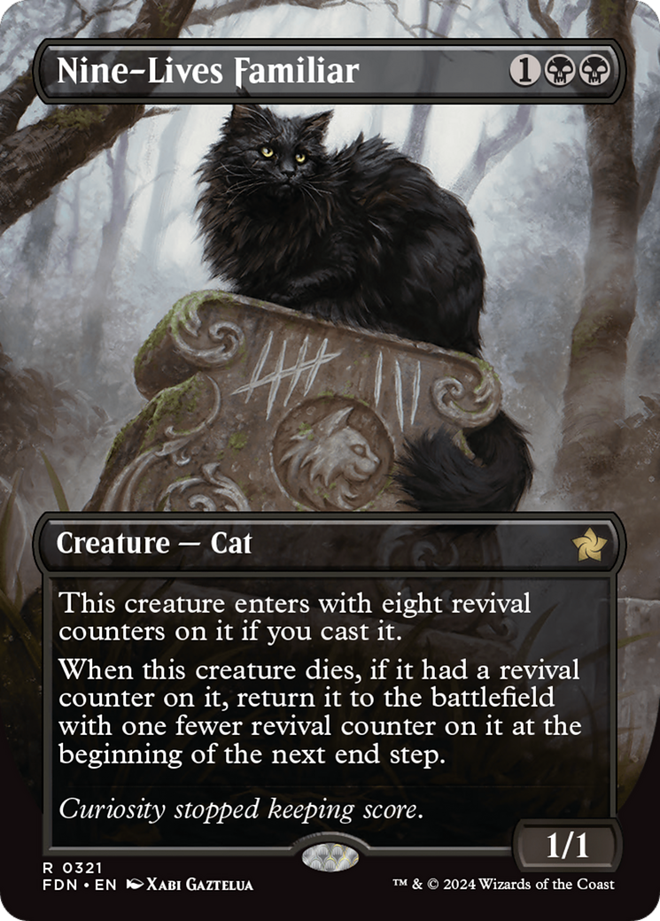 Nine-Lives Familiar (FDN-321) - Foundations (Borderless) Foil - Poke-Collect
