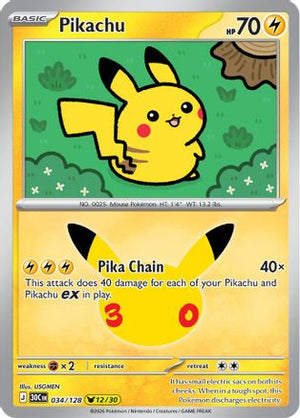 Pikachu - 034/128 34 - ME 30th Celebration Holofoil