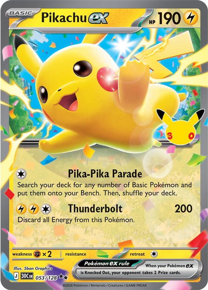 Pikachu ex 053/128 - ME 30th Celebration Foil