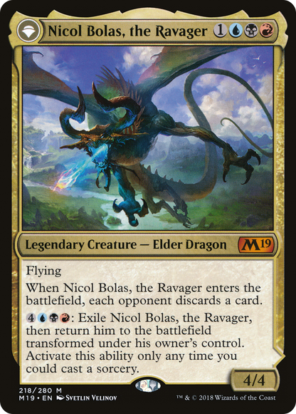 Nicol Bolas, the Ravager // Nicol Bolas, the Arisen (M19-218) - Core Set 2019: (originpwdfc) Foil - Poke-Collect