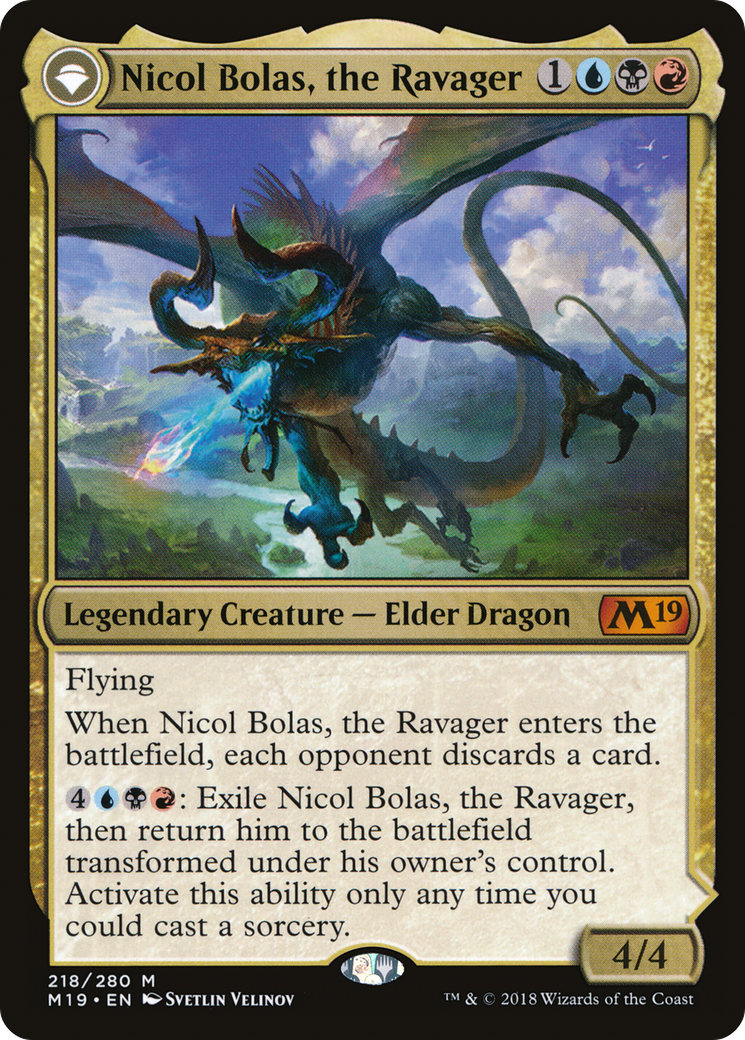 Nicol Bolas, the Ravager // Nicol Bolas, the Arisen (M19-218) - Core Set 2019: (originpwdfc) Foil - Poke-Collect