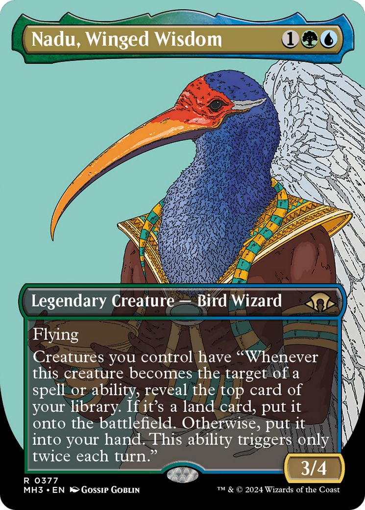 Nadu, Winged Wisdom (Borderless) (MH3-377) - Modern Horizons 3 (Borderless) - Poke-Collect