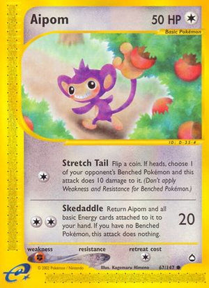 Aipom 67/147 - Aquapolis Reverse Holofoil - Poke-Collect