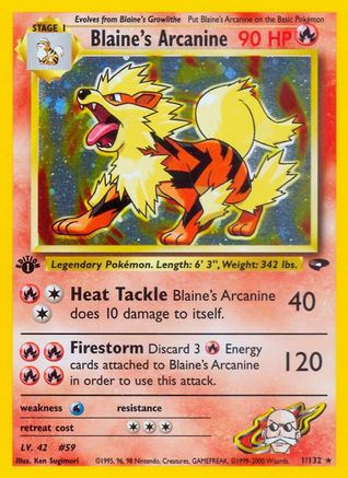 Blaine's Arcanine 1/132 - Gym Challenge Unlimited Holofoil - Poke-Collect