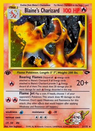 Blaine's Charizard 2/132 - Gym Challenge 1st Edition Holofoil - Poke-Collect