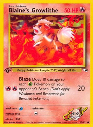 Blaine's Growlithe (62) 62/132 - Gym Heroes Unlimited - Poke-Collect