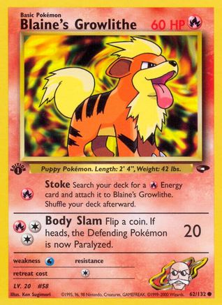 Blaine's Growlithe 62/132 - Gym Challenge Unlimited - Poke-Collect