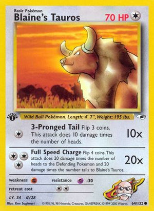 Blaine's Tauros 64/132 - Gym Heroes 1st Edition - Poke-Collect