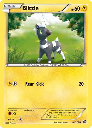 Blitzle (40) 40/114 - Black and White Reverse Holofoil - Poke-Collect