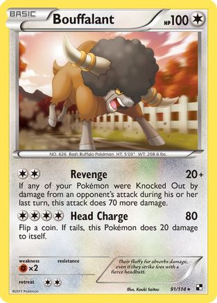 Bouffalant (91) 91/114 - Black and White Reverse Holofoil - Poke-Collect