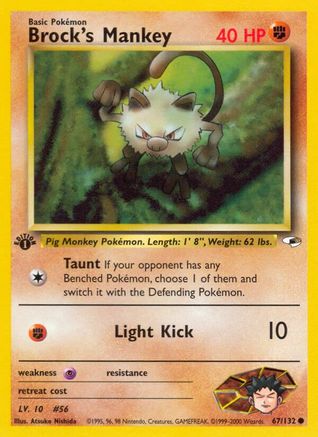 Brock's Mankey (67) 67/132 - Gym Heroes 1st Edition - Poke-Collect