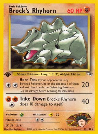 Brock's Rhyhorn (22) 22/132 - Gym Heroes 1st Edition - Poke-Collect