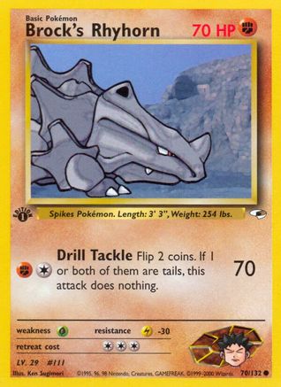 Brock's Rhyhorn (70) 70/132 - Gym Heroes 1st Edition - Poke-Collect