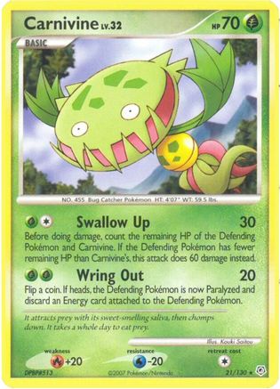 Carnivine 21/130 - Diamond and Pearl Reverse Holofoil - Poke-Collect