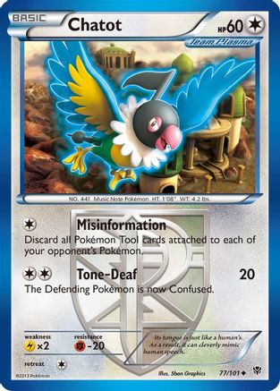 Chatot (Team Plasma) 77/101 - Plasma Blast Reverse Holofoil - Poke-Collect