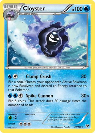 Cloyster 32/146 - XY Base Set Reverse Holofoil - Poke-Collect