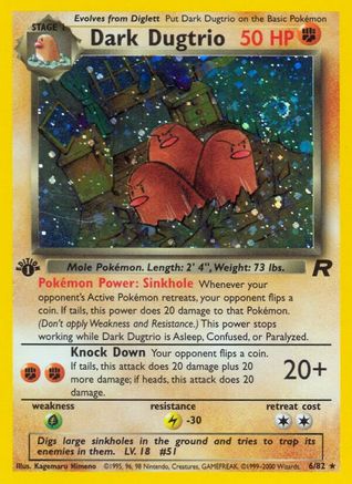 Dark Dugtrio (6) 6/82 - Team Rocket Unlimited Holofoil - Poke-Collect