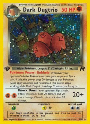 Dark Dugtrio (6) 6/82 - Team Rocket 1st Edition Holofoil - Poke-Collect