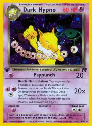 Dark Hypno (9) 9/82 - Team Rocket 1st Edition Holofoil - Poke-Collect