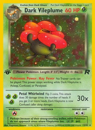 Dark Vileplume (13) 13/82 - Team Rocket 1st Edition Holofoil - Poke-Collect