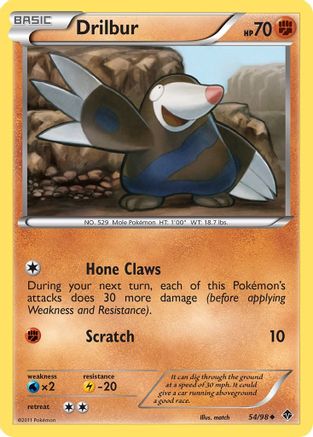 Drilbur (54) 54/98 - Emerging Powers Reverse Holofoil - Poke-Collect
