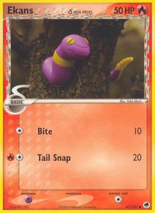 Ekans (Delta Species) 47/101 - Dragon Frontiers Reverse Holofoil - Poke-Collect