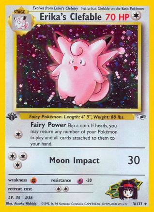 Erika's Clefable 3/132 - Gym Heroes Unlimited Holofoil - Poke-Collect