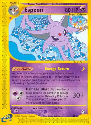 Espeon 11/147 - Aquapolis Reverse Holofoil - Poke-Collect