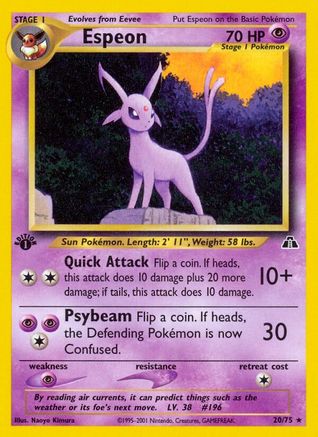Espeon (20) 20/75 - Neo Discovery 1st Edition - Poke-Collect