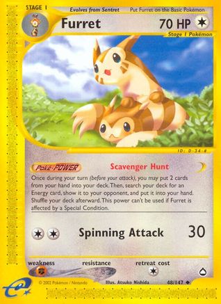 Furret 48/147 - Aquapolis Reverse Holofoil - Poke-Collect