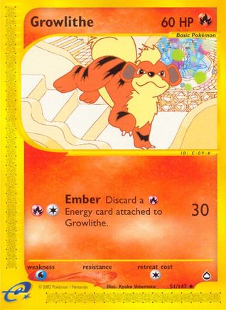Growlithe (51) 51/147 - Aquapolis - Poke-Collect