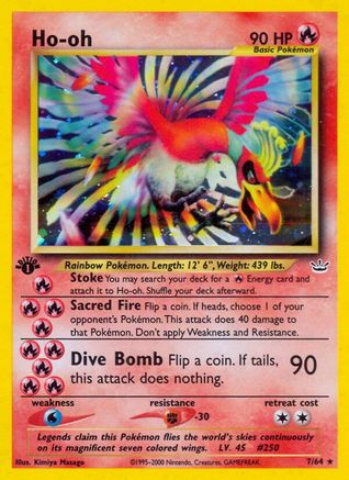 Ho-oh (7) 7/64 - Neo Revelation 1st Edition Holofoil - Poke-Collect
