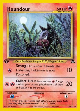 Houndour (24) 24/75 - Neo Discovery 1st Edition - Poke-Collect