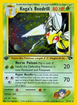 Koga's Beedrill 9/132 - Gym Challenge Unlimited Holofoil - Poke-Collect