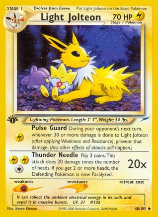 Light Jolteon 48/105 - Neo Destiny 1st Edition - Poke-Collect
