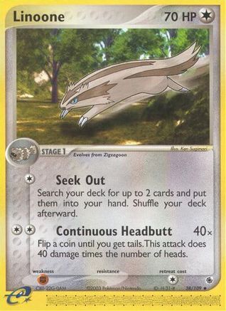 Linoone 38/109 - Ruby and Sapphire Reverse Holofoil - Poke-Collect