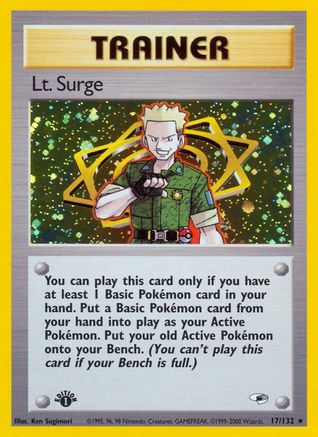 Lt. Surge (17) 17/132 - Gym Heroes 1st Edition Holofoil - Poke-Collect