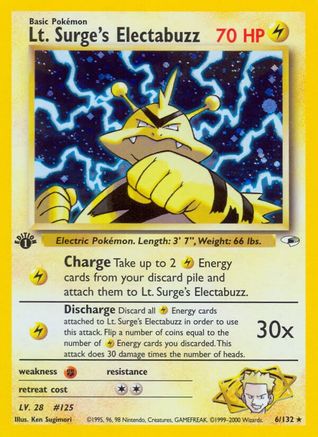 Lt. Surge's Electabuzz (6) 6/132 - Gym Heroes Unlimited Holofoil - Poke-Collect